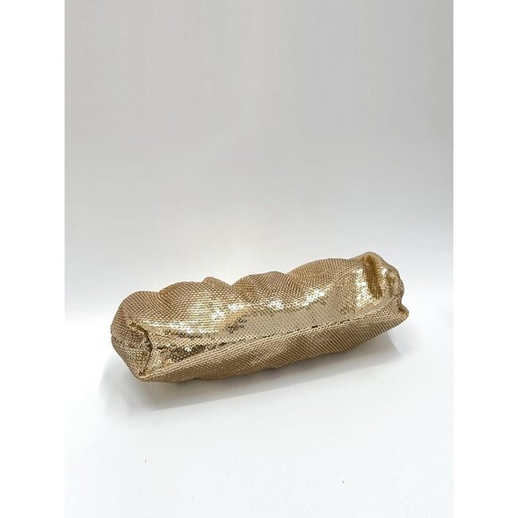 🆕Women Gold Silk Fish Scale Sequins Pleated Clutch Bag Crossbody with Rhine - Picture 6 of 6